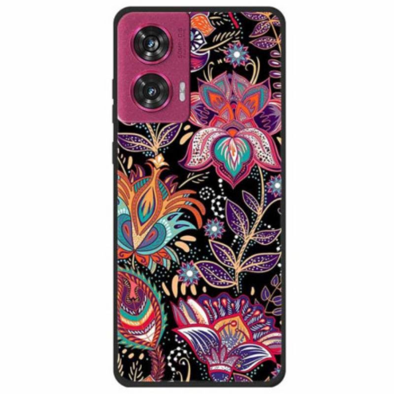 Cover Hoesje Motorola Edge 50 Fusion Telefoonhoesje Paarse Bloemen