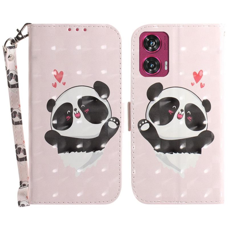 Folio-hoesje Motorola Edge 50 Fusion Panda Love Met Riem