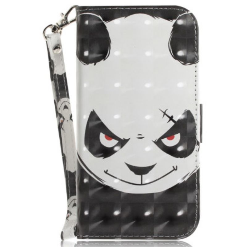 Leren Hoesje Motorola Edge 50 Fusion Boze Panda Met Riem