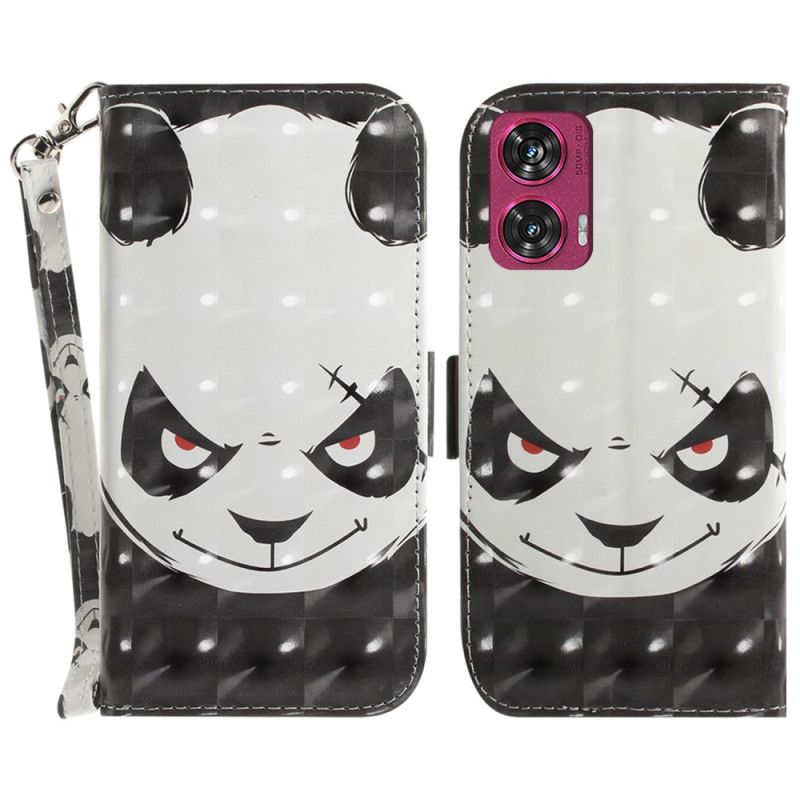 Leren Hoesje Motorola Edge 50 Fusion Boze Panda Met Riem