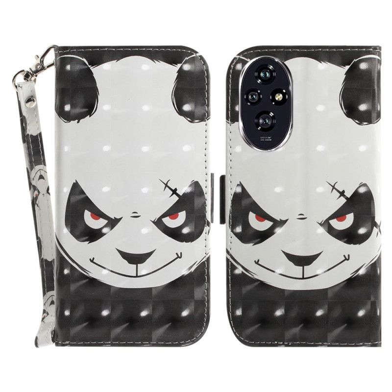 Folio-hoesje Honor 200 Telefoonhoesje Boze Panda Met Riem