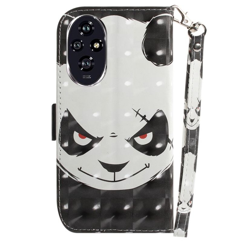 Folio-hoesje Honor 200 Telefoonhoesje Boze Panda Met Riem