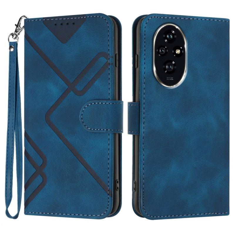 Leren Hoesje Honor 200 Geometrisch Bandpatroon Bescherming Hoesje