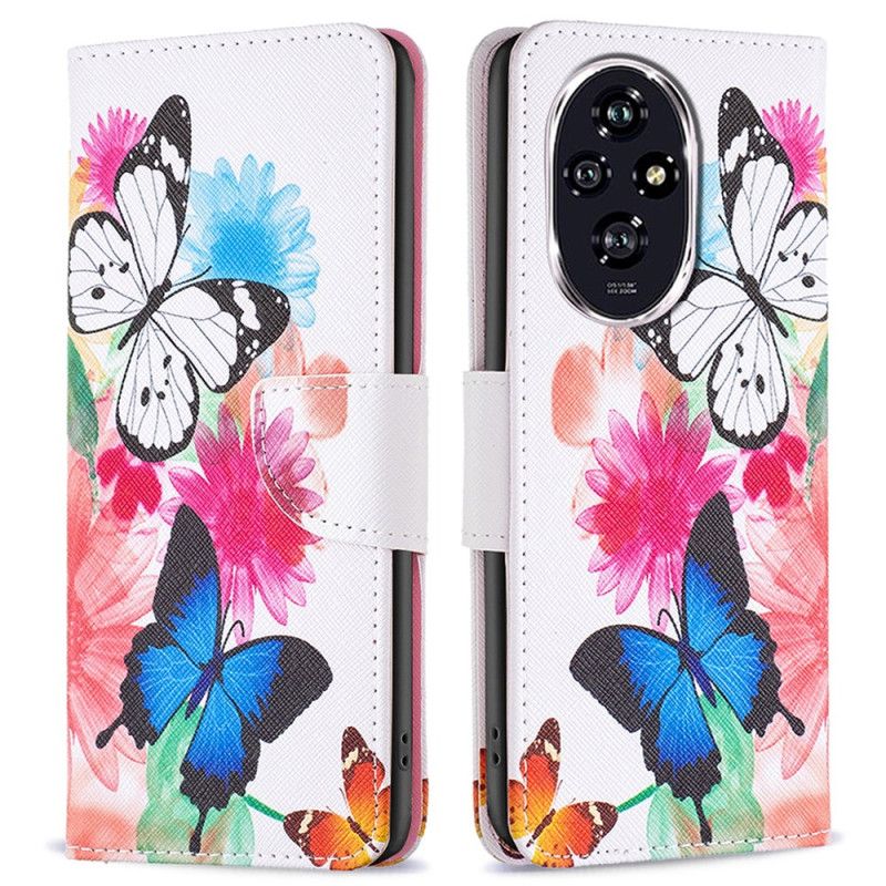 Leren Hoesje Honor 200 Twee Vlinders Bescherming Hoesje