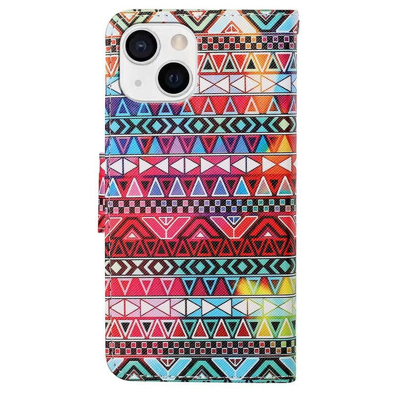 Bescherming Hoesje iPhone 13 Patchwork Met Riem