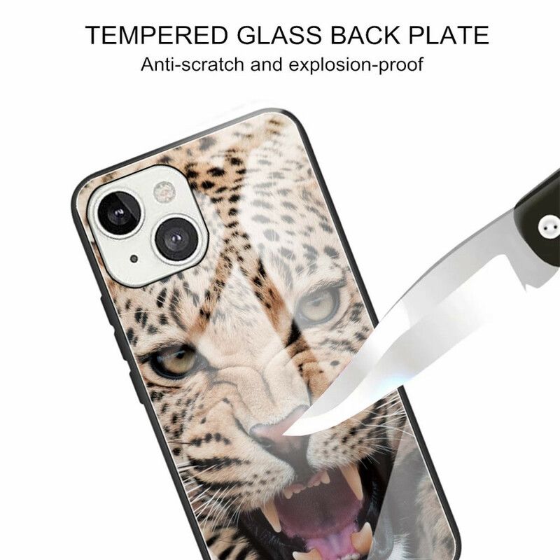 Case Hoesje iPhone 13 Telefoonhoesje Leopard Gehard Glas