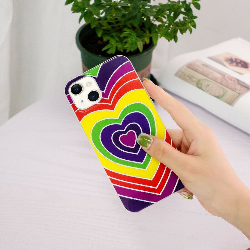 Case Hoesje iPhone 13 Telefoonhoesje Psychedelisch Hart