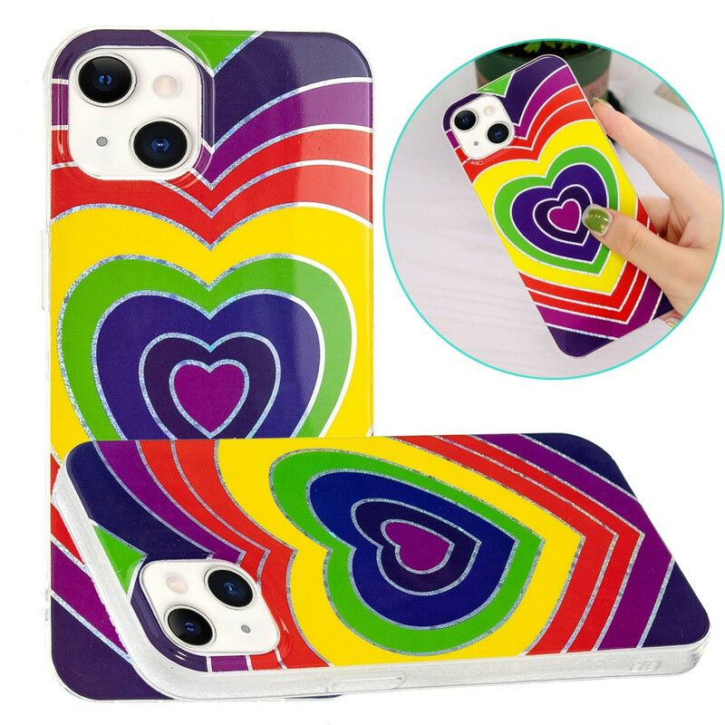 Case Hoesje iPhone 13 Telefoonhoesje Psychedelisch Hart