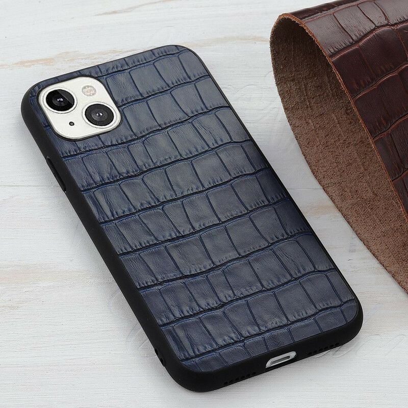 Cover Hoesje iPhone 13 Telefoonhoesje Echt Leer Met Krokodillenstructuur