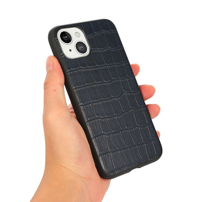 Cover Hoesje iPhone 13 Telefoonhoesje Echt Leer Met Krokodillenstructuur