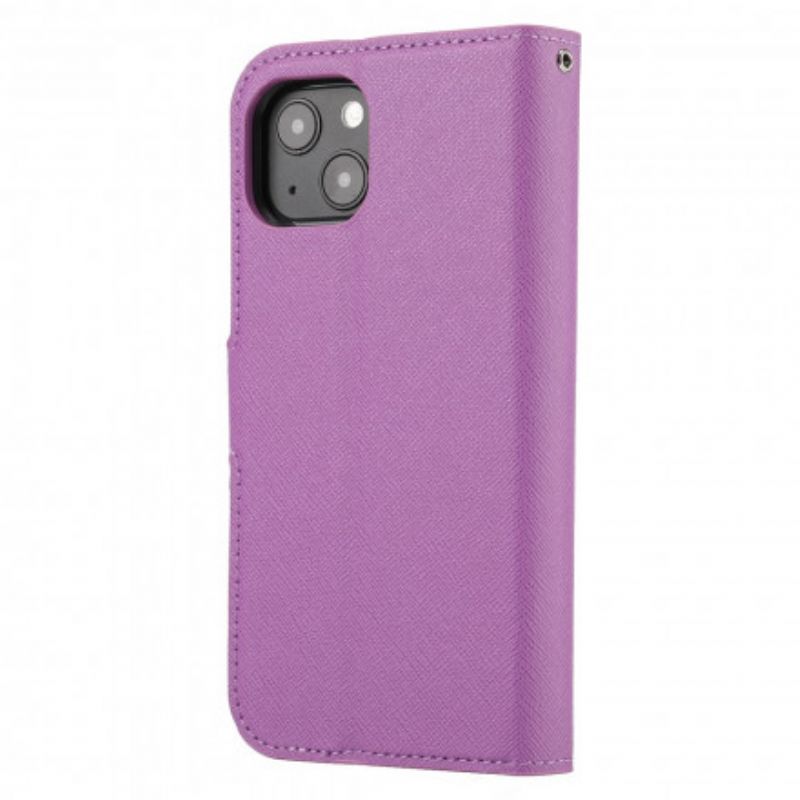 Flip Case Leren iPhone 13 Getextureerd Met Afneembare Schaal