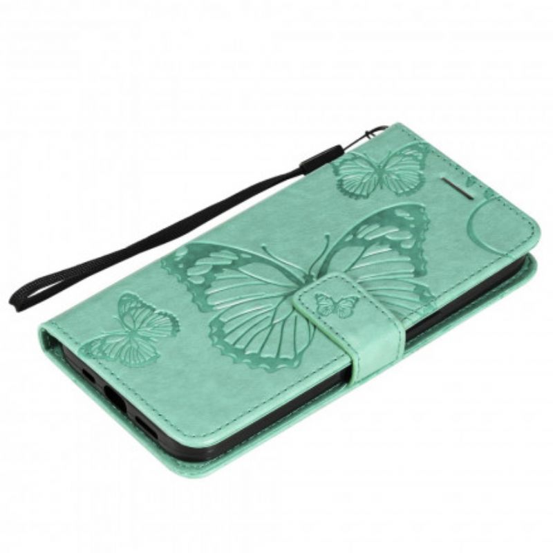 Flip Case Leren iPhone 13 Gigantische Stringvlinders