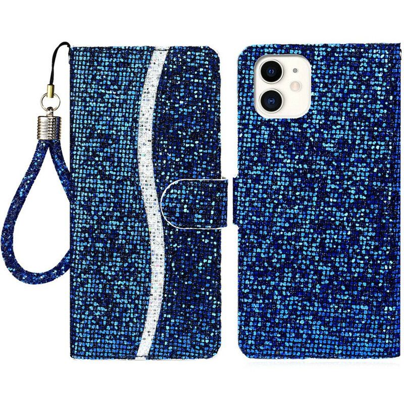 Flip Case Leren iPhone 13 Glitter S-ontwerp