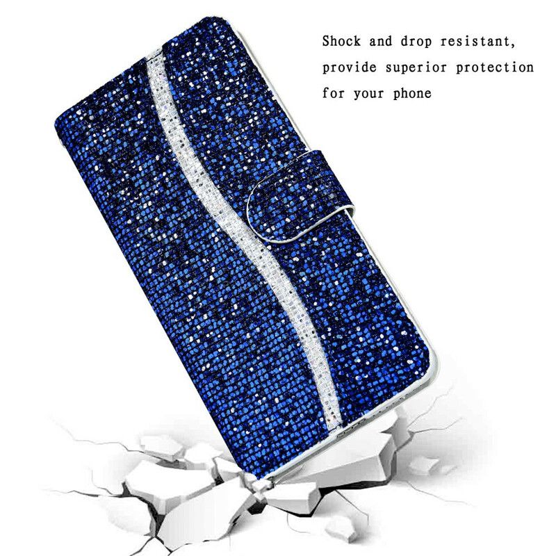 Flip Case Leren iPhone 13 Glitter S-ontwerp