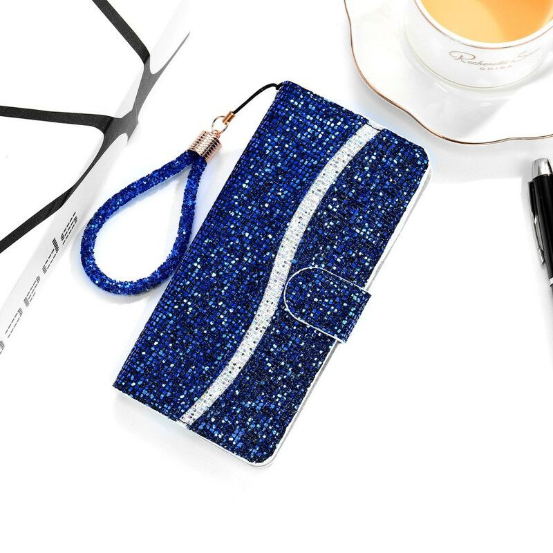 Flip Case Leren iPhone 13 Glitter S-ontwerp