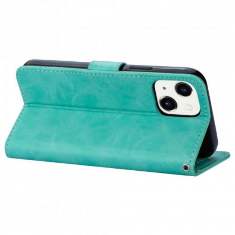 Flip Case Leren iPhone 13 Leereffect Kleur Strappy