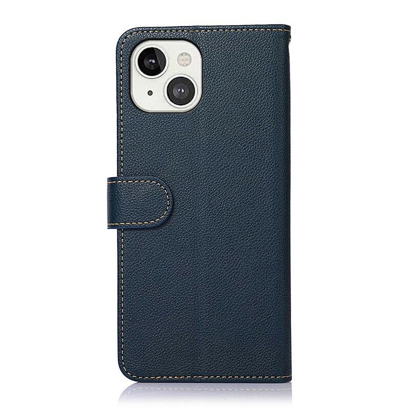 Flip Case Leren iPhone 13 Lychee-stijl Rfid Khazneh