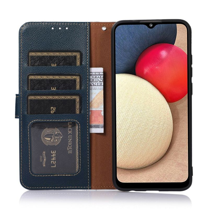 Flip Case Leren iPhone 13 Lychee-stijl Rfid Khazneh