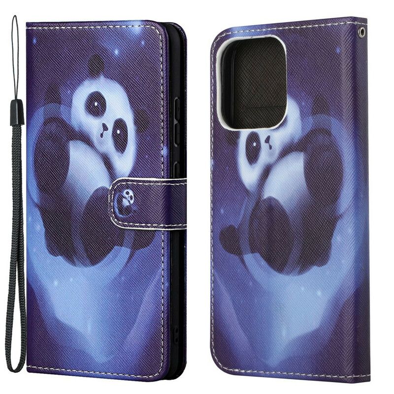 Flip Case Leren iPhone 13 Panda Space