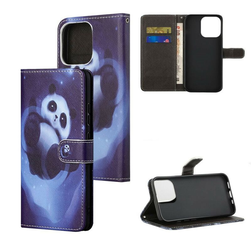 Flip Case Leren iPhone 13 Panda Space