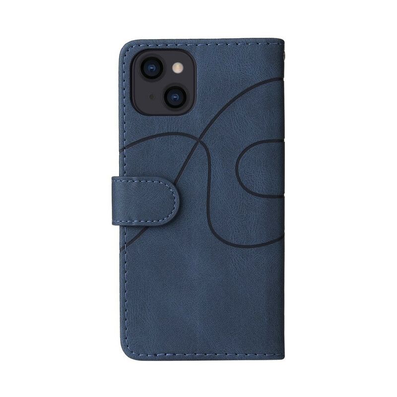 Flip Case Leren iPhone 13 Signature Tweekleurig Kunstleer