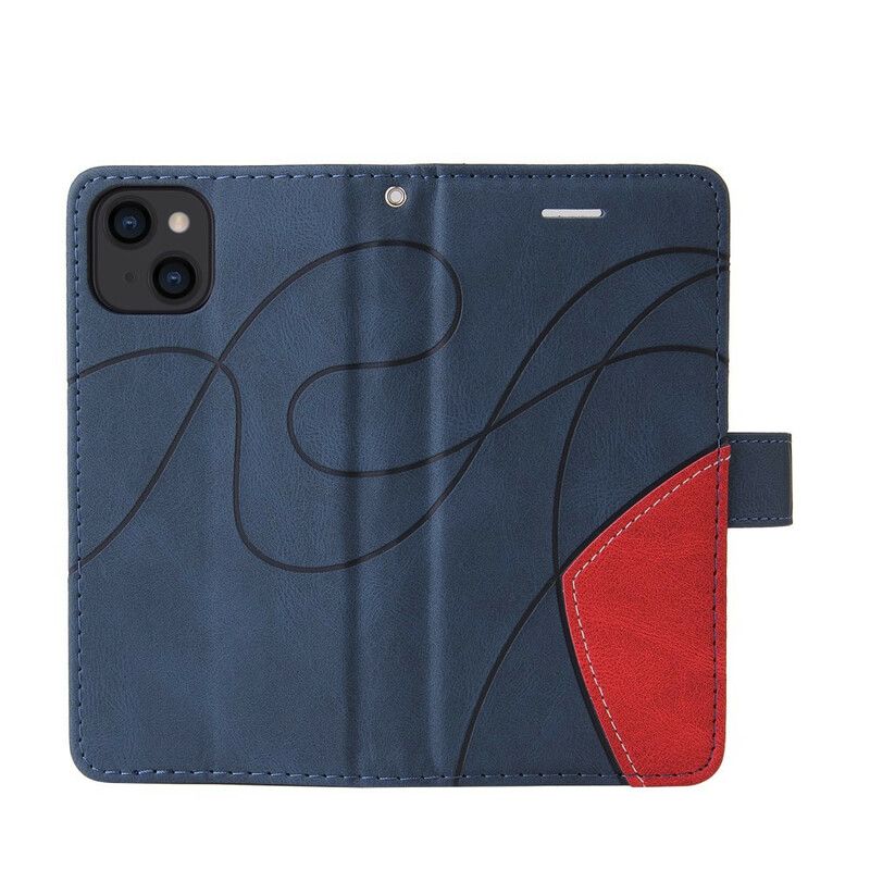 Flip Case Leren iPhone 13 Signature Tweekleurig Kunstleer