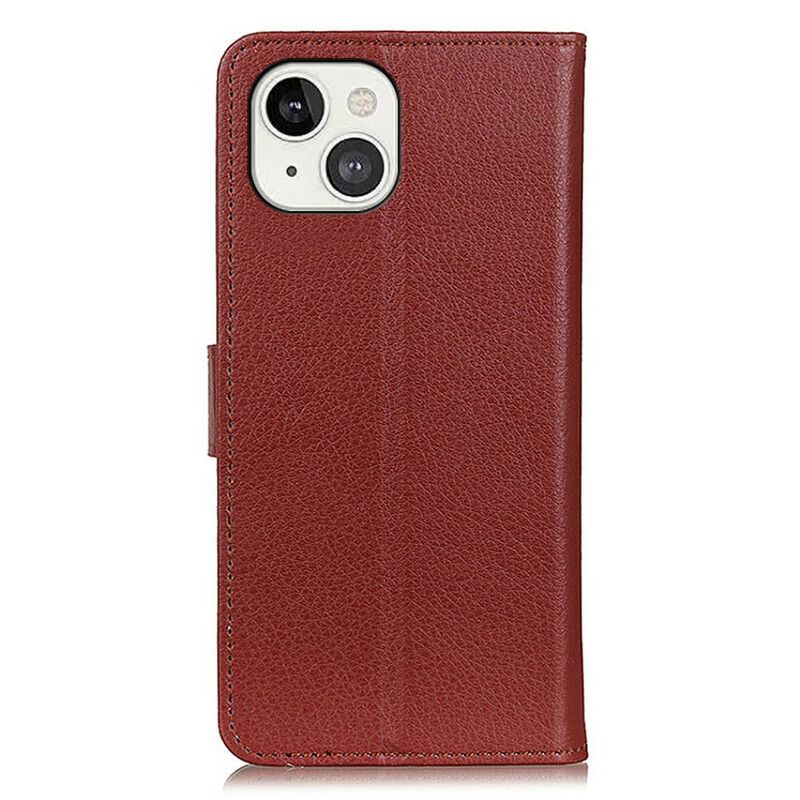 Flip Case Leren iPhone 13 Traditioneel Litchi Kunstleer