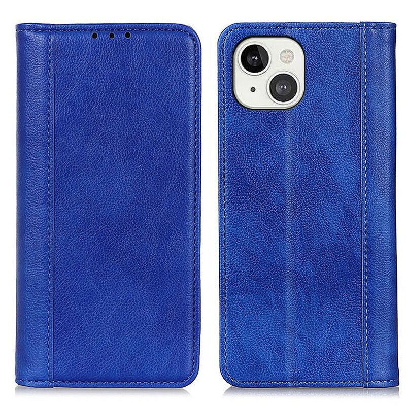 Folio-hoesje iPhone 13 Elegantie Split Litchi Leer