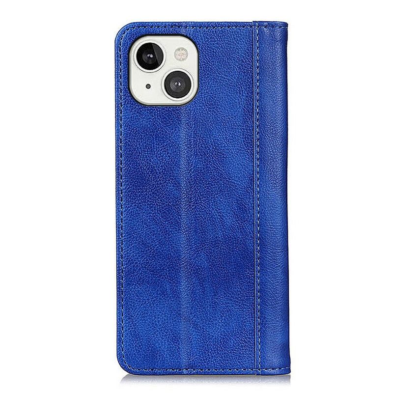 Folio-hoesje iPhone 13 Elegantie Split Litchi Leer