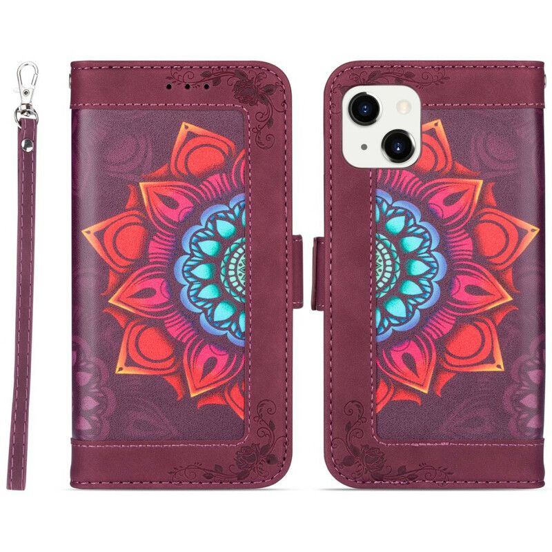 Folio-hoesje iPhone 13 Mandala Band Decoratie