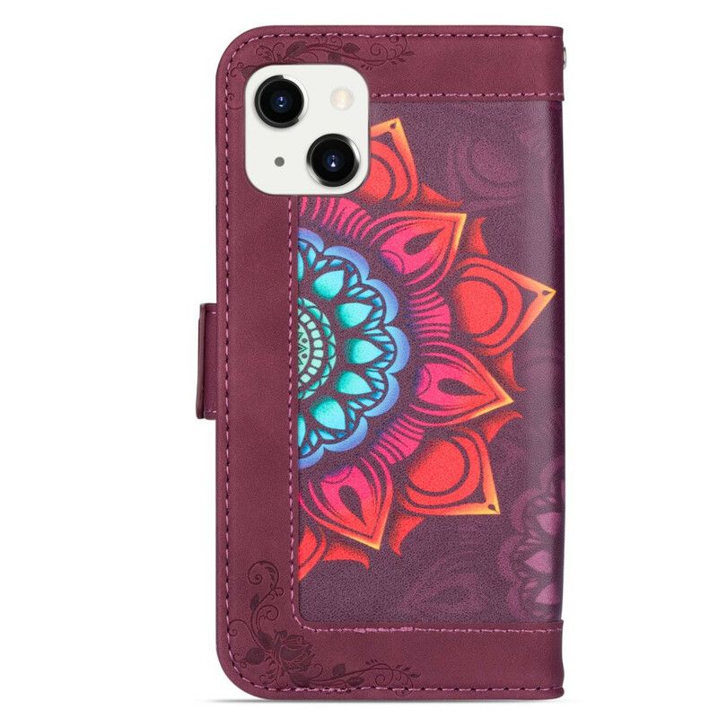 Folio-hoesje iPhone 13 Mandala Band Decoratie