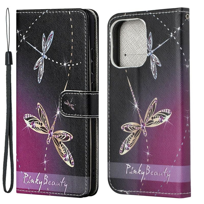 Folio-hoesje iPhone 13 Strappy Libellen