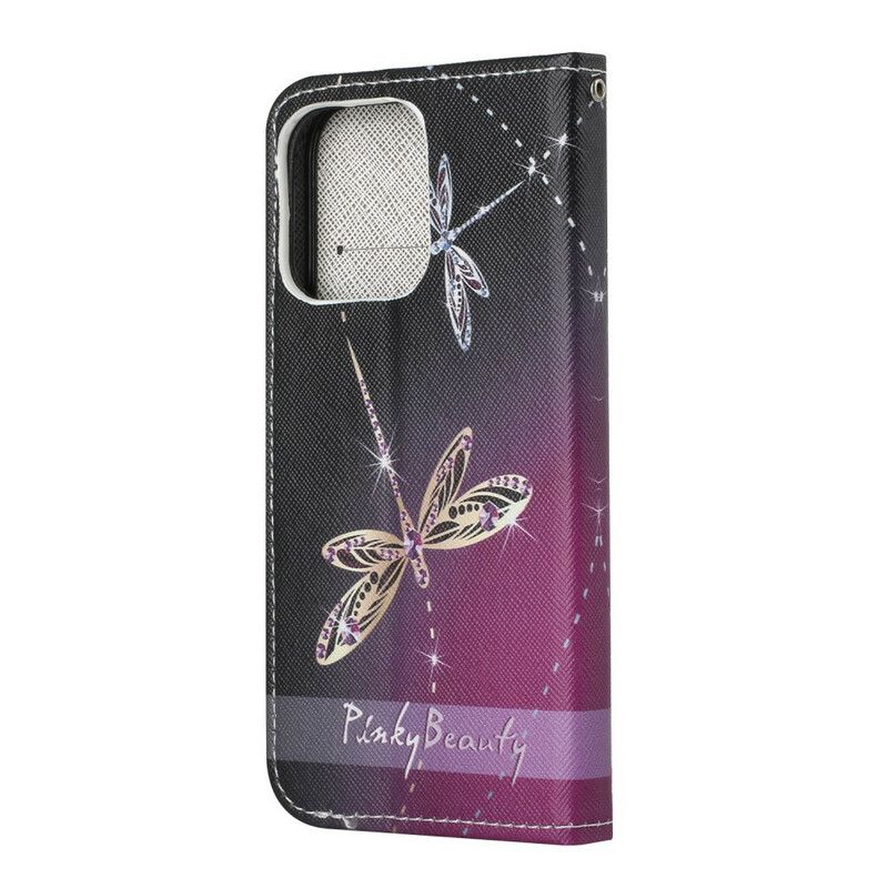 Folio-hoesje iPhone 13 Strappy Libellen