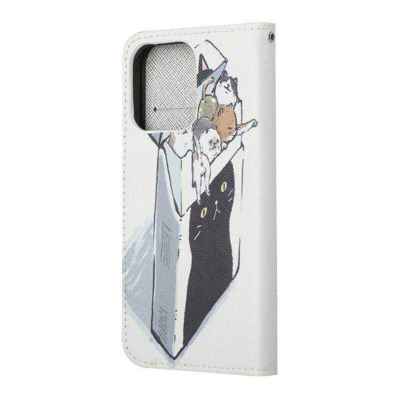 Folio-hoesje iPhone 13 Telefoonhoesje Levering String Katten