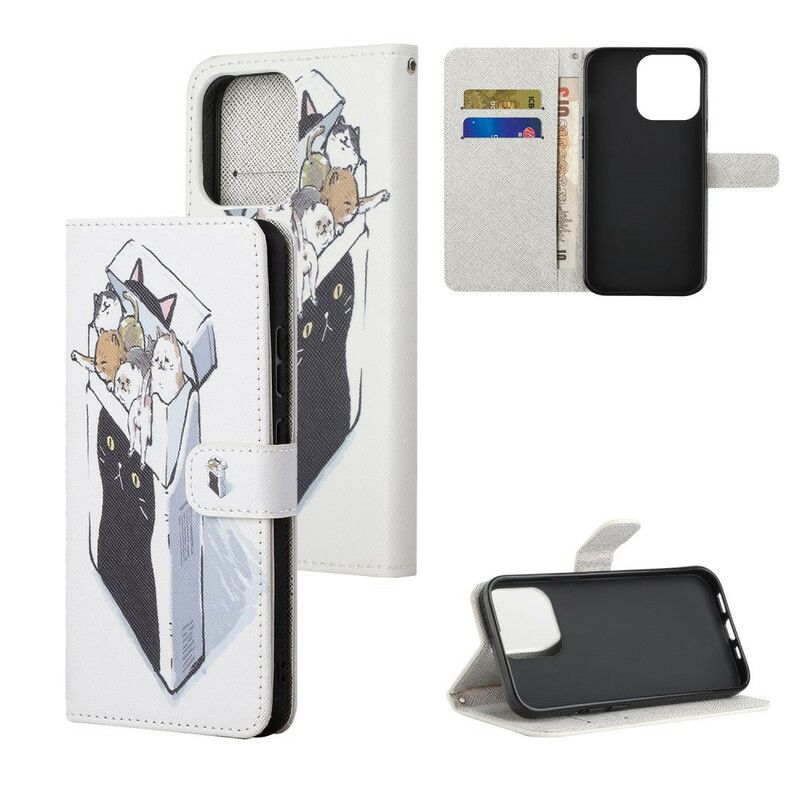 Folio-hoesje iPhone 13 Telefoonhoesje Levering String Katten