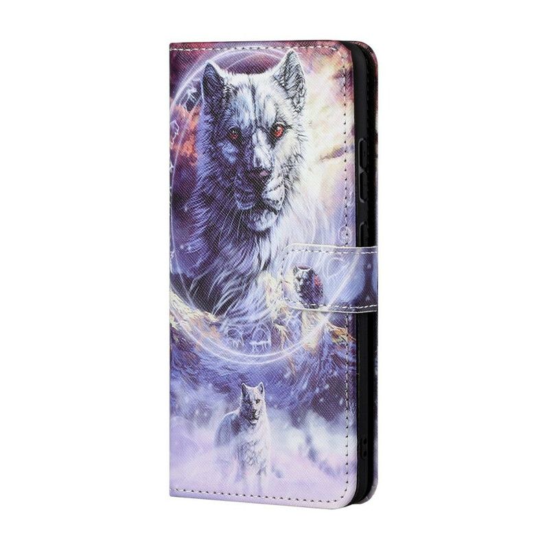 Folio-hoesje iPhone 13 Wolf In Winter Met Lanyard