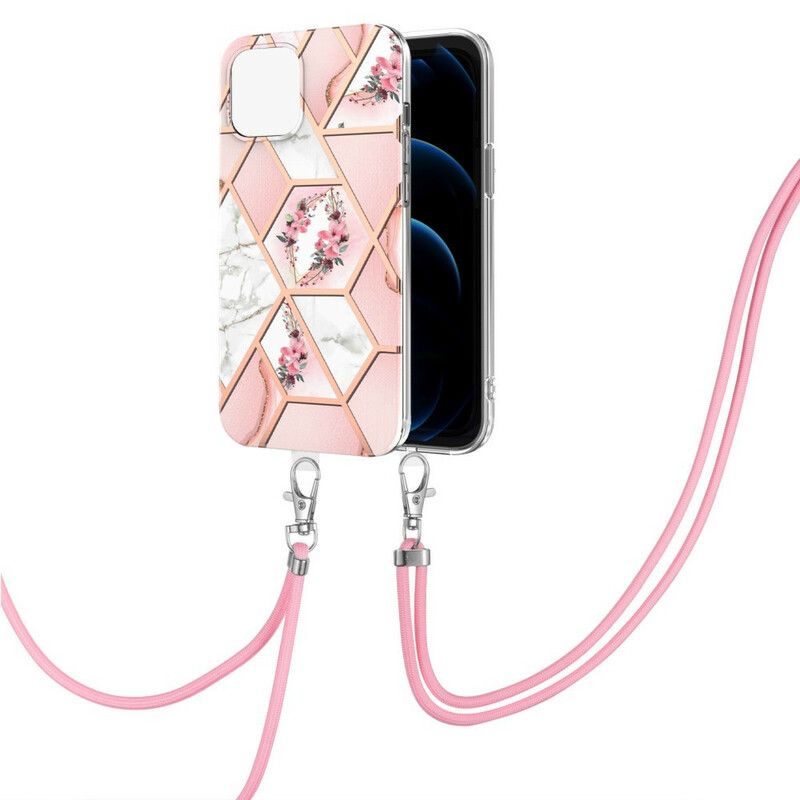 Hoesje iPhone 13 Bloemen Met Koord Bescherming Hoesje