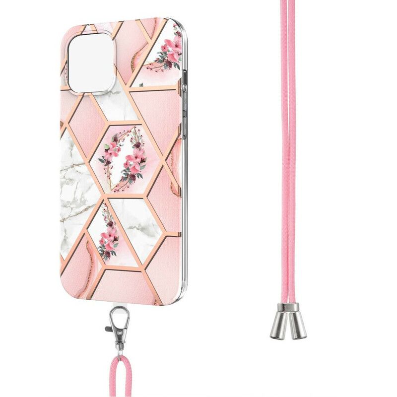 Hoesje iPhone 13 Bloemen Met Koord Bescherming Hoesje