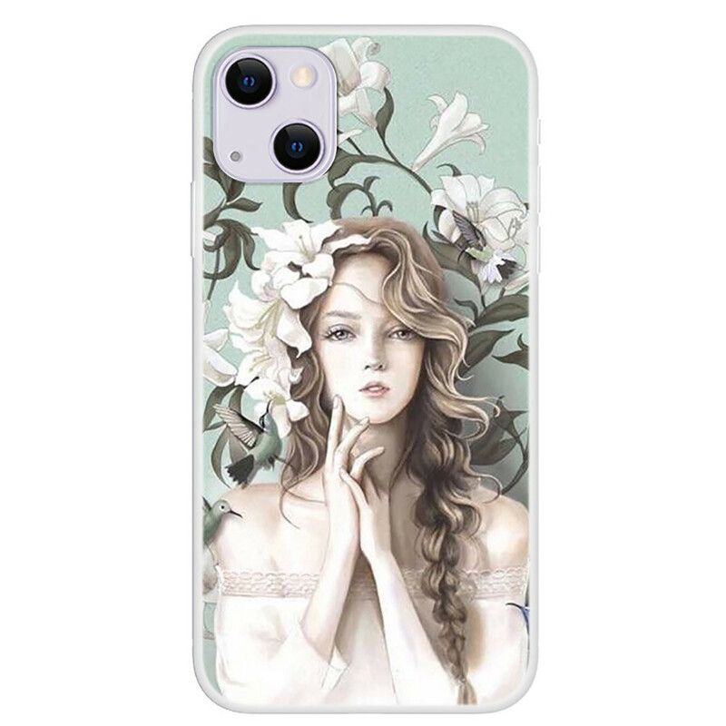 Hoesje iPhone 13 De Vrouw Met Bloemen Bescherming Hoesje