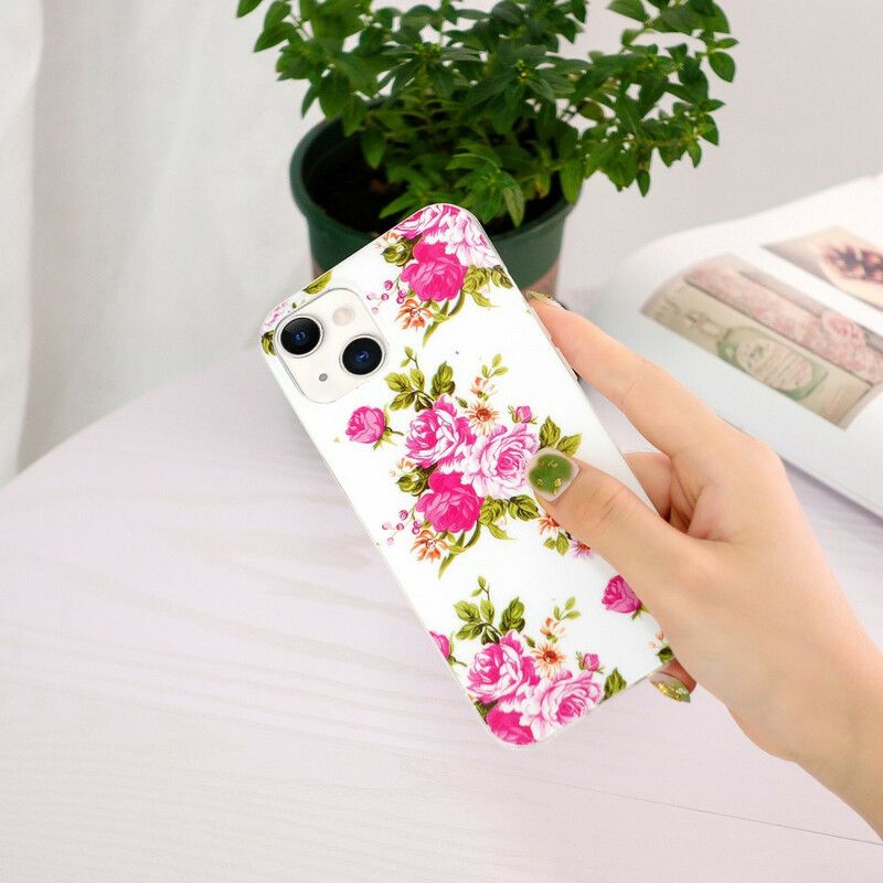 Hoesje iPhone 13 Fluorescerende Liberty-bloemen