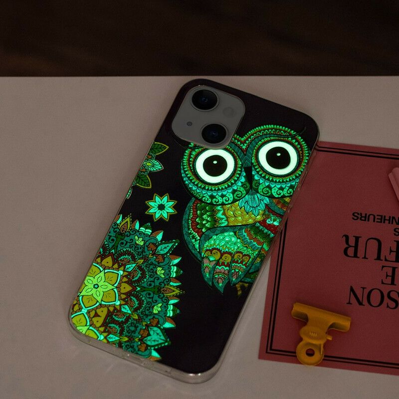 Hoesje iPhone 13 Fluorescerende Mandala Uil