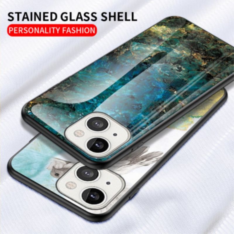 Hoesje iPhone 13 Gehard Glas Marmer Kleuren