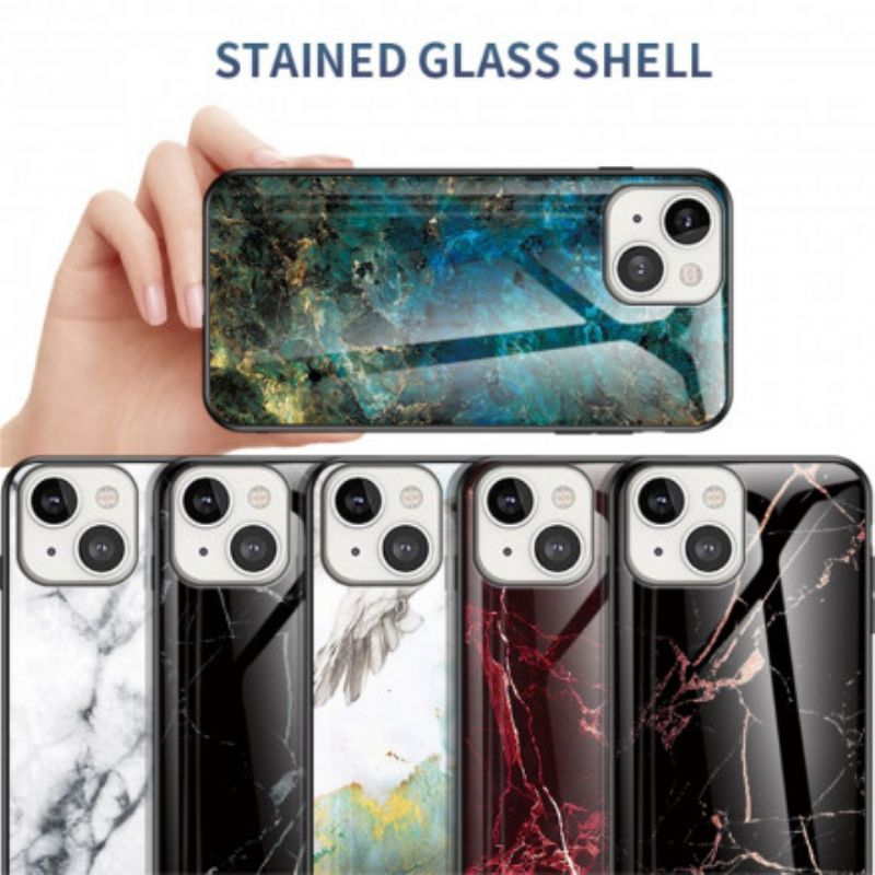 Hoesje iPhone 13 Gehard Glas Marmer Kleuren