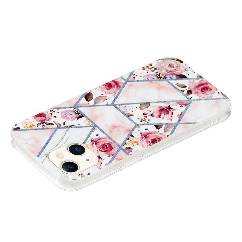 Hoesje iPhone 13 Gemarmerde Bloemen