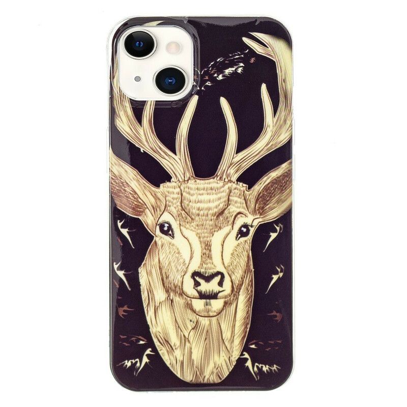 Hoesje iPhone 13 Majestueuze Fluorescerende Stag Bescherming Hoesje