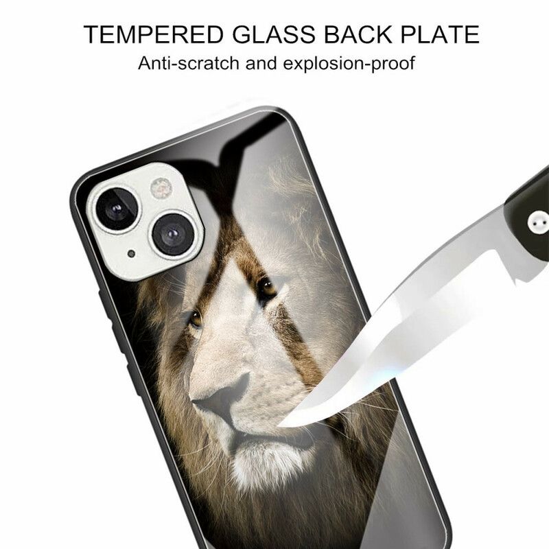 Hoesje Voor iPhone 13 Leeuwenkop Van Gehard Glas