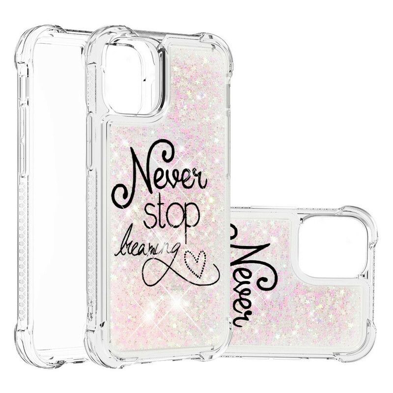 Hoesje Voor iPhone 13 Stop Nooit Met Dromen Glitter