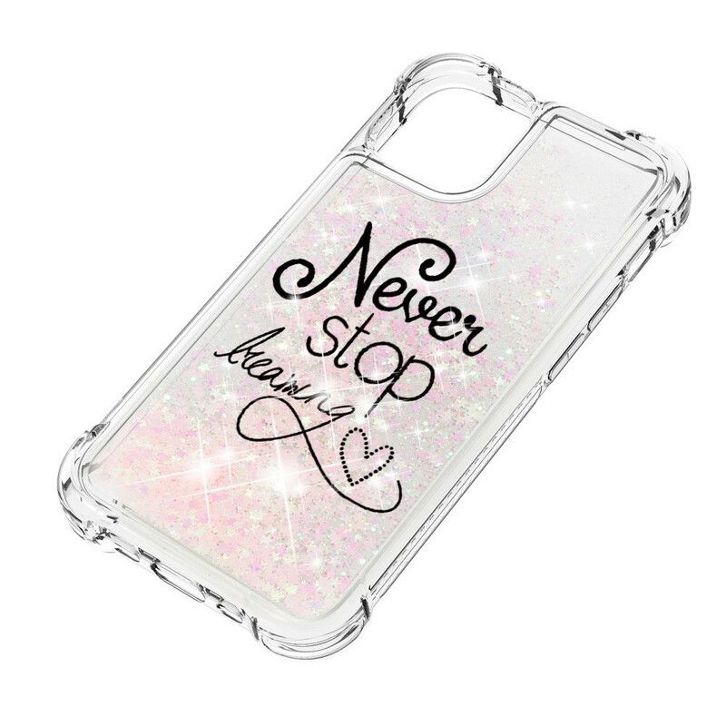 Hoesje Voor iPhone 13 Stop Nooit Met Dromen Glitter