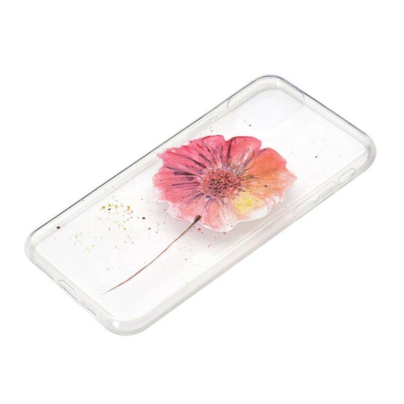 Hoesje Voor iPhone 13 Transparante Klaproos Aquarel