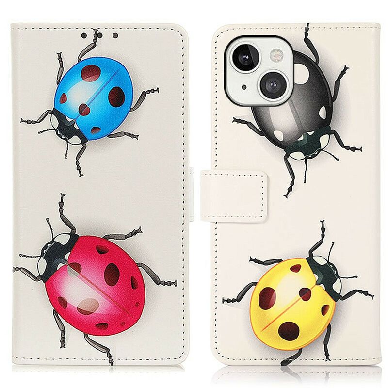 Leren Hoesje iPhone 13 Lieveheersbeestjes Bescherming Hoesje